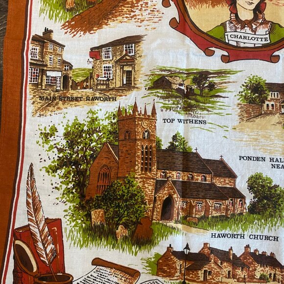Bronte Country Vintage Tea Towel The Bronte Sisters and Landmarks in Haworth - Picture 8 of 10
